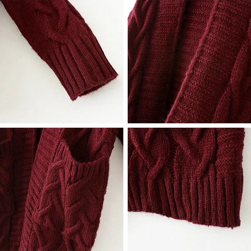 8 Colors Women Autumn Long Cardigan With Two Pockets Warm Knit Outwear Female Sweaters Casual Cardigans Sweater Jacket Knitwear |