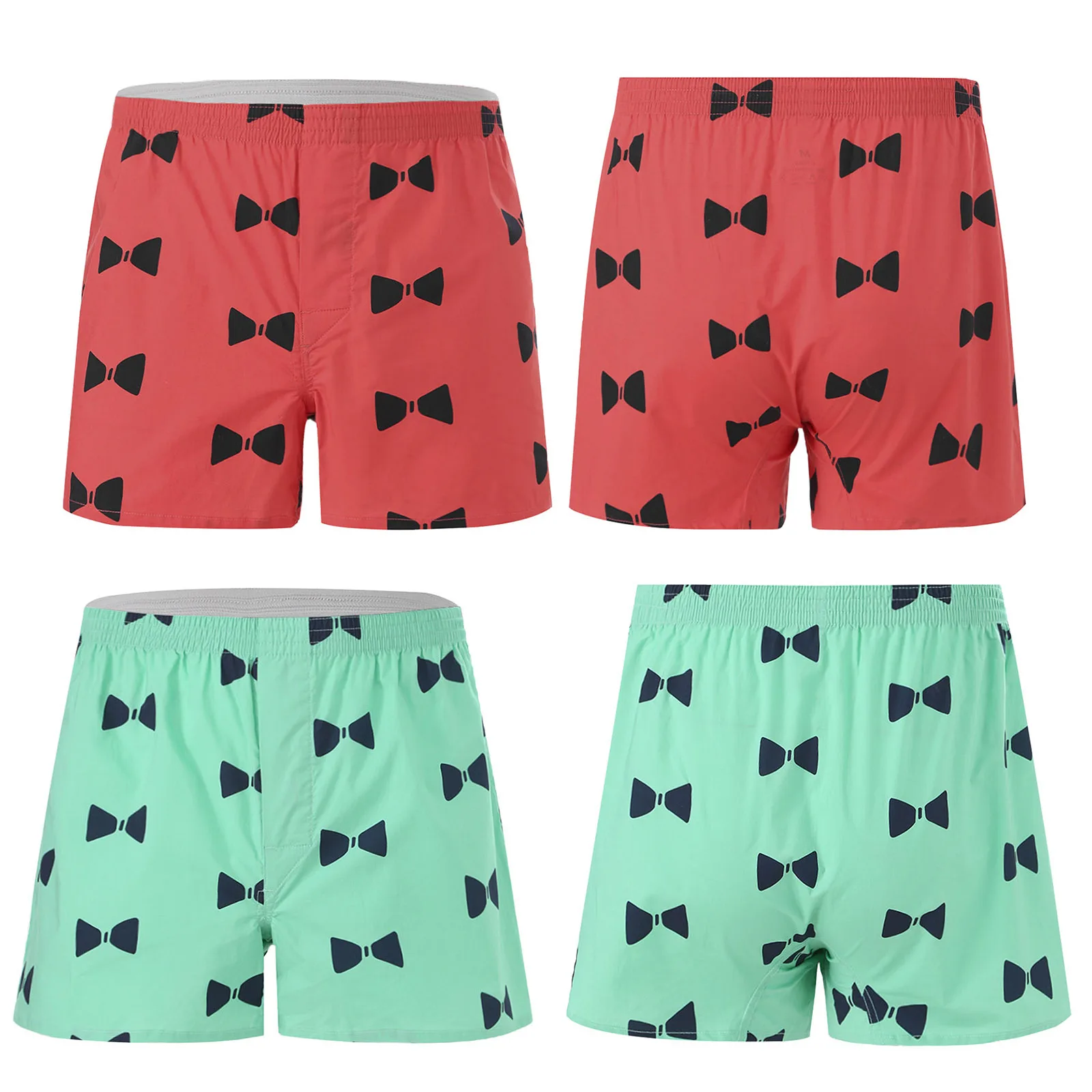 

Men Bow Tie Printing Sleeping Boxer Briefs Casual Elastic Waistband Shorts Homewear Loungewear Swimming Trunks Sleepwear