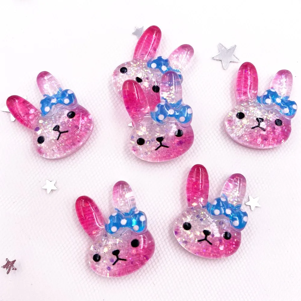 Блестящие смолы Kawaii Красочные Хрустальный кролик кабошоны для скрапбукинга DIY