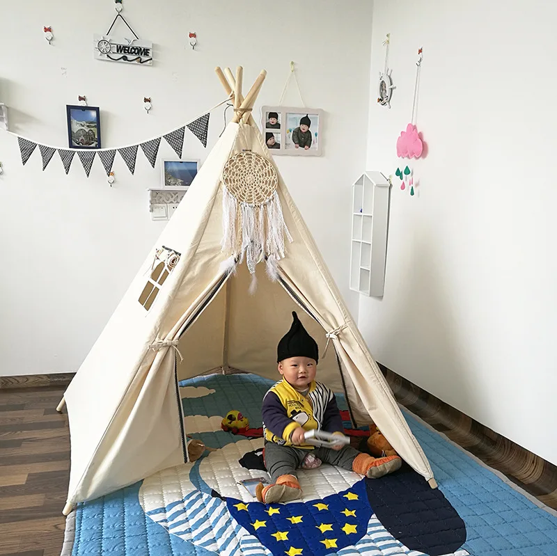 [TOP] Детская Игровая палатка из мягкого хлопка белый Игровой Домик принцессы