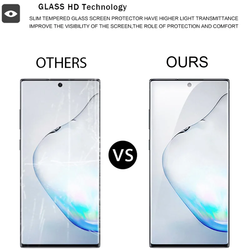 3D Full Curved Glue Tempered Glass for Samsung Note 10 Plus Screen Protector SAM Galaxy + Protective Film | Мобильные телефоны и