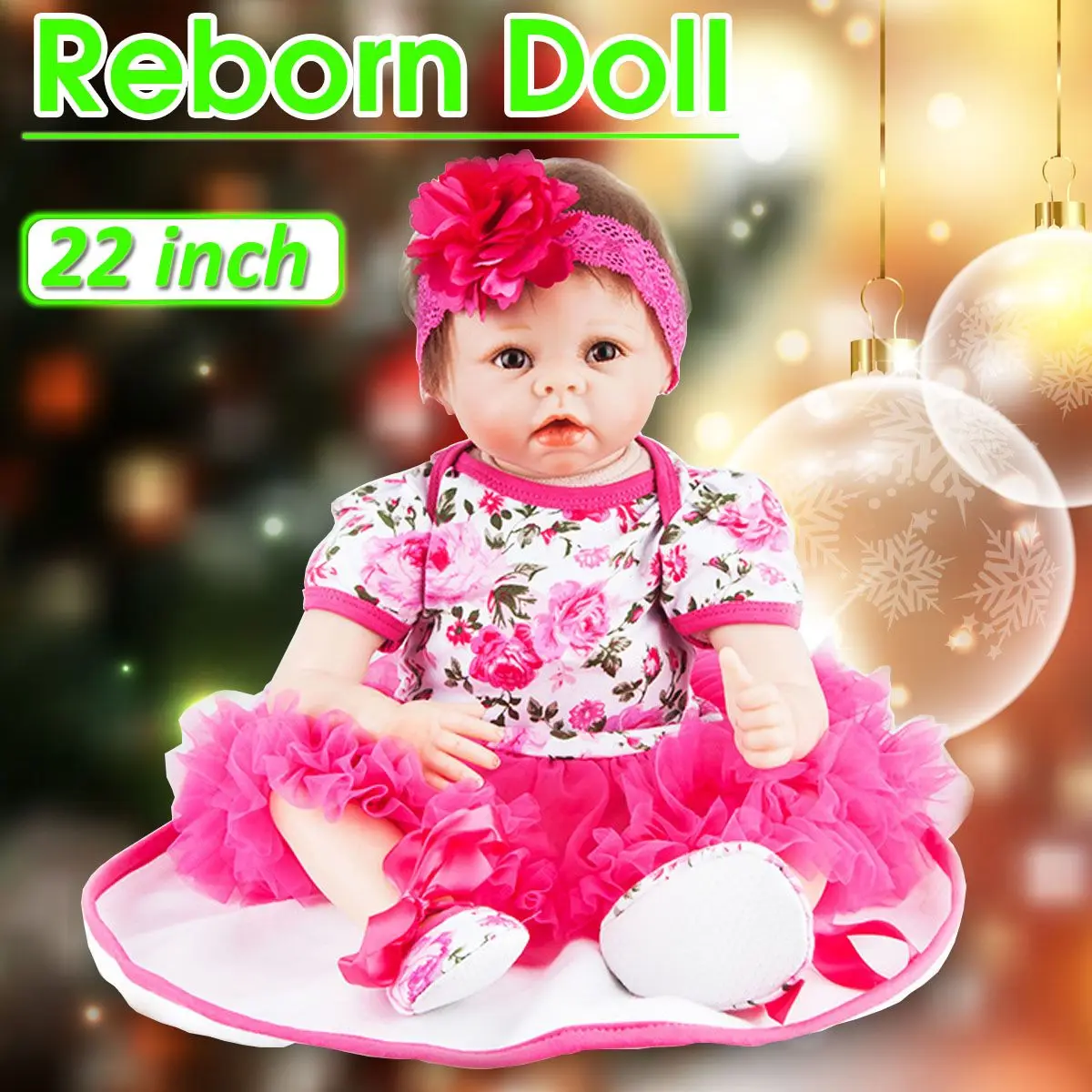 

55cm Lifelike Reborn Dolls Toddler Girl Pink Princess Baby Toy Very Soft Full Body Silicone Girl Newborn Doll Gift