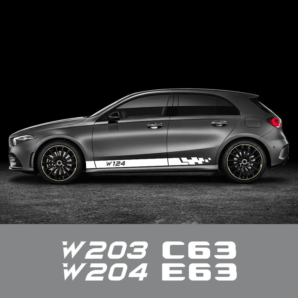

2 шт., автомобильные наклейки на двери Mercedes Benz A35 A45 C43 C63 CL CLA35 E63 S63 SLS W124 W203 W204