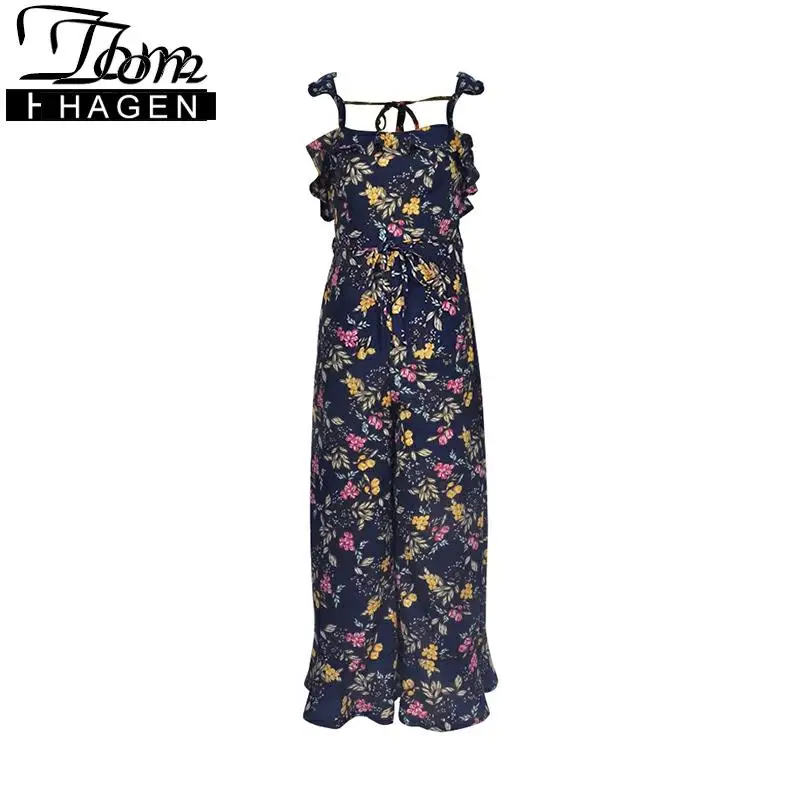 Летний повседневный комбинезон с цветочным принтом для женщин сексуальный