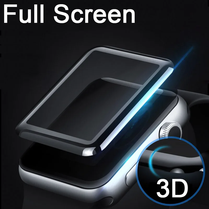 9H 3D закаленное стекло LCD изогнутый полный экран Защитная крышка для Apple Watch 42 мм 38