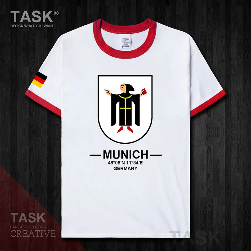 Munich Munchen Marien platz Germany Europe tourist city logo souvenir mens sports shirt new fashion design tops 100cotton tee 20 | Мужская