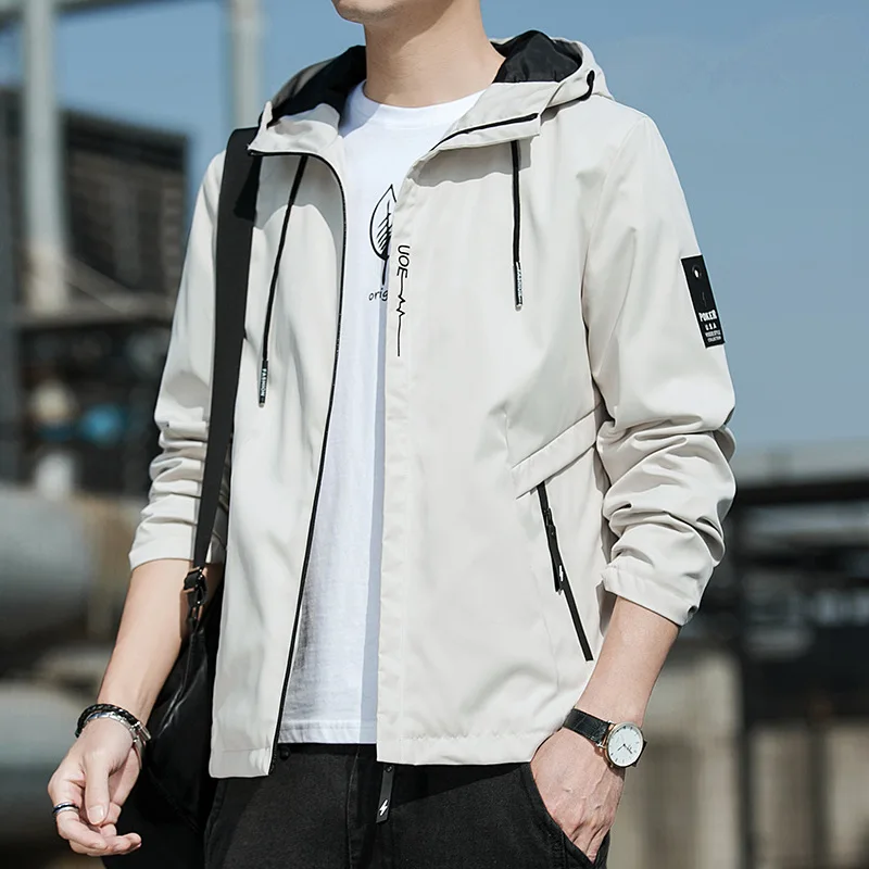 

Men's Hooded Jacket 2021 Aviator Men's Windbreaker Zipper Jacket Spring and Autumn Sports Slim Workwear Jacket Men's