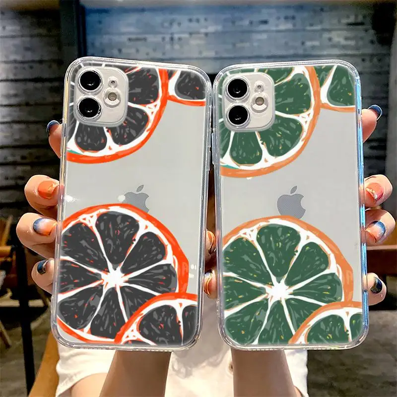 

Fruit orange fresh creative Phone Case for iphone 12 11 XS 13 pro max mini 6 6s 7 8 plus SE2020 X XR transparent clear coque