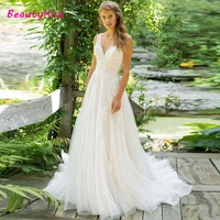 vintage v neck straps a line wedding dresses sleeveless lace appliques long boho bridal wedding dress plus size vestido de noiva