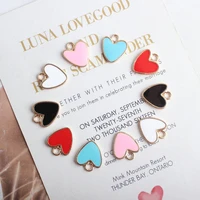 10pcslot new arrival love heart shape gold color enamel charms 1416mm bracelet keychain hair accessories charms