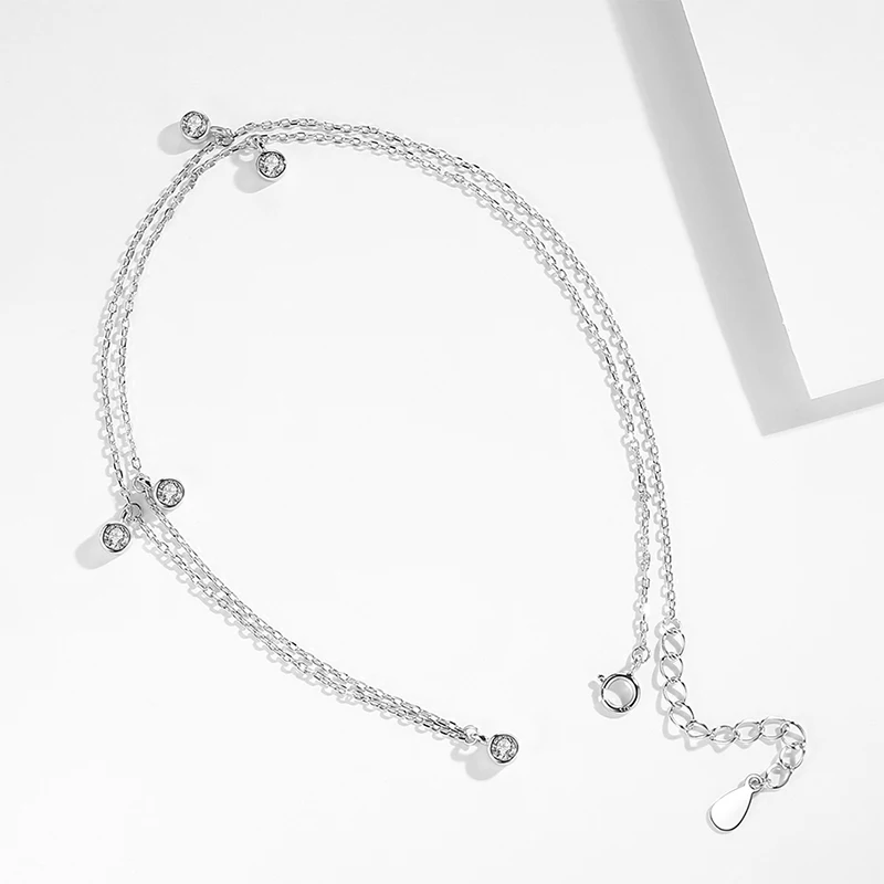 2020 New Authentic 925 Sterling Silver Choker Trendy Round CZ Station Necklace Party Dating Fashion Jewelry For Women | Украшения и