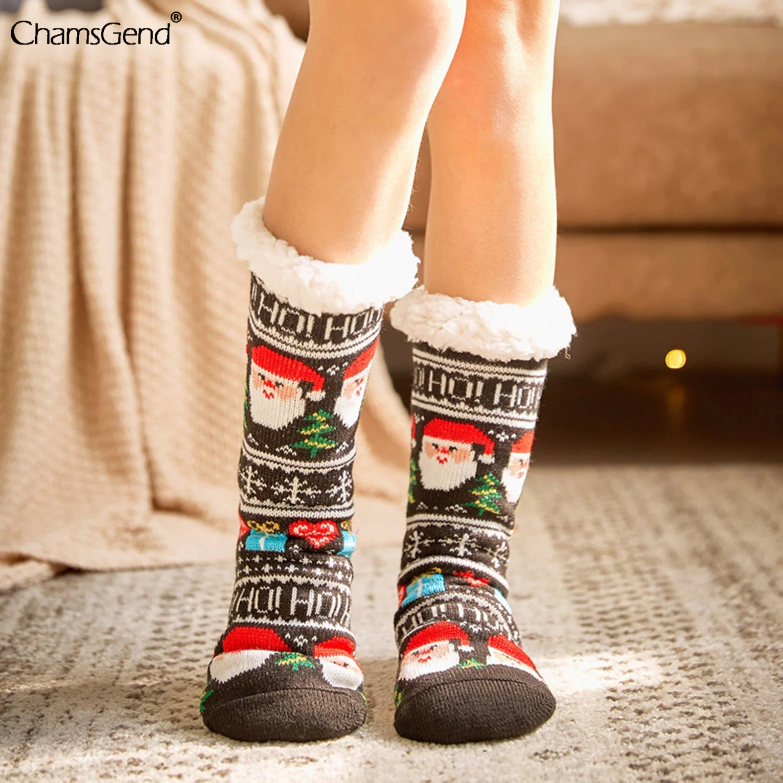 

Женские рождественские носки, мягкие плюшевые пушистые носки, женские зимние меховые Флисовые Тапочки толстые теплые носки