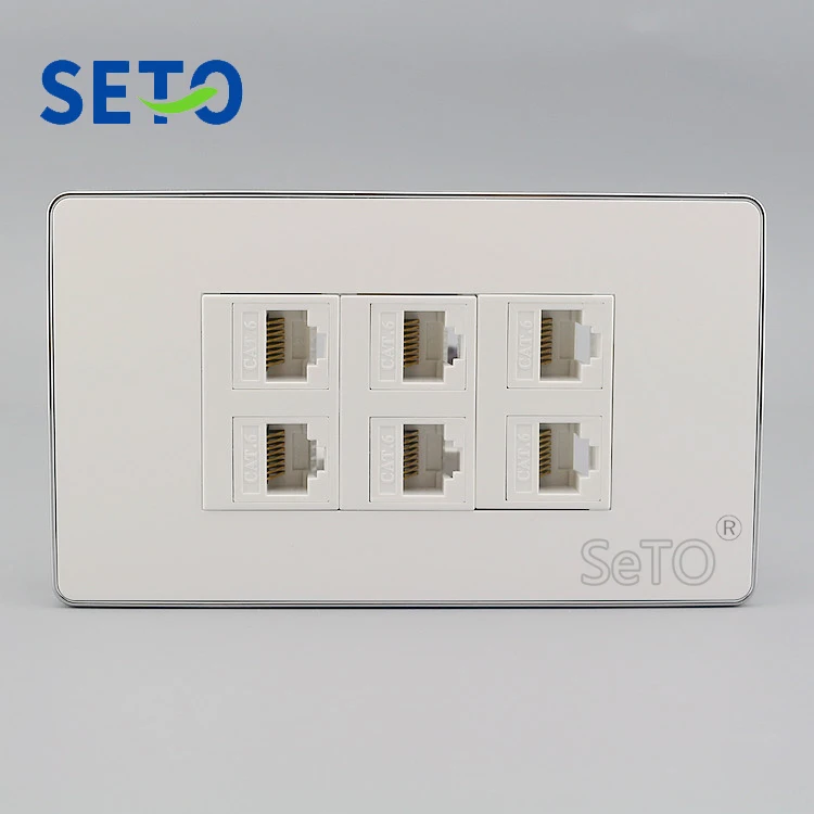 SeTo 120 тип 6 портов RJ45 Cat6 сетевая Lan панель настенная гнездо Keystone Лицевая |
