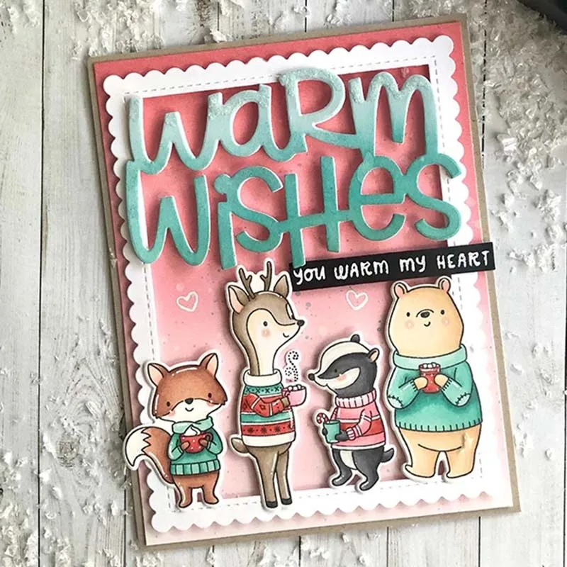 Олень Лиса металлический Трафаретный вырубной штамп и прозрачные наклейки