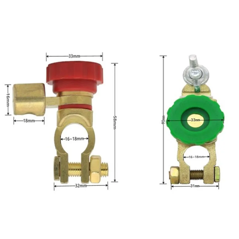 Цинковый сплав Медь верхний столб батарея главный отключение переключатель