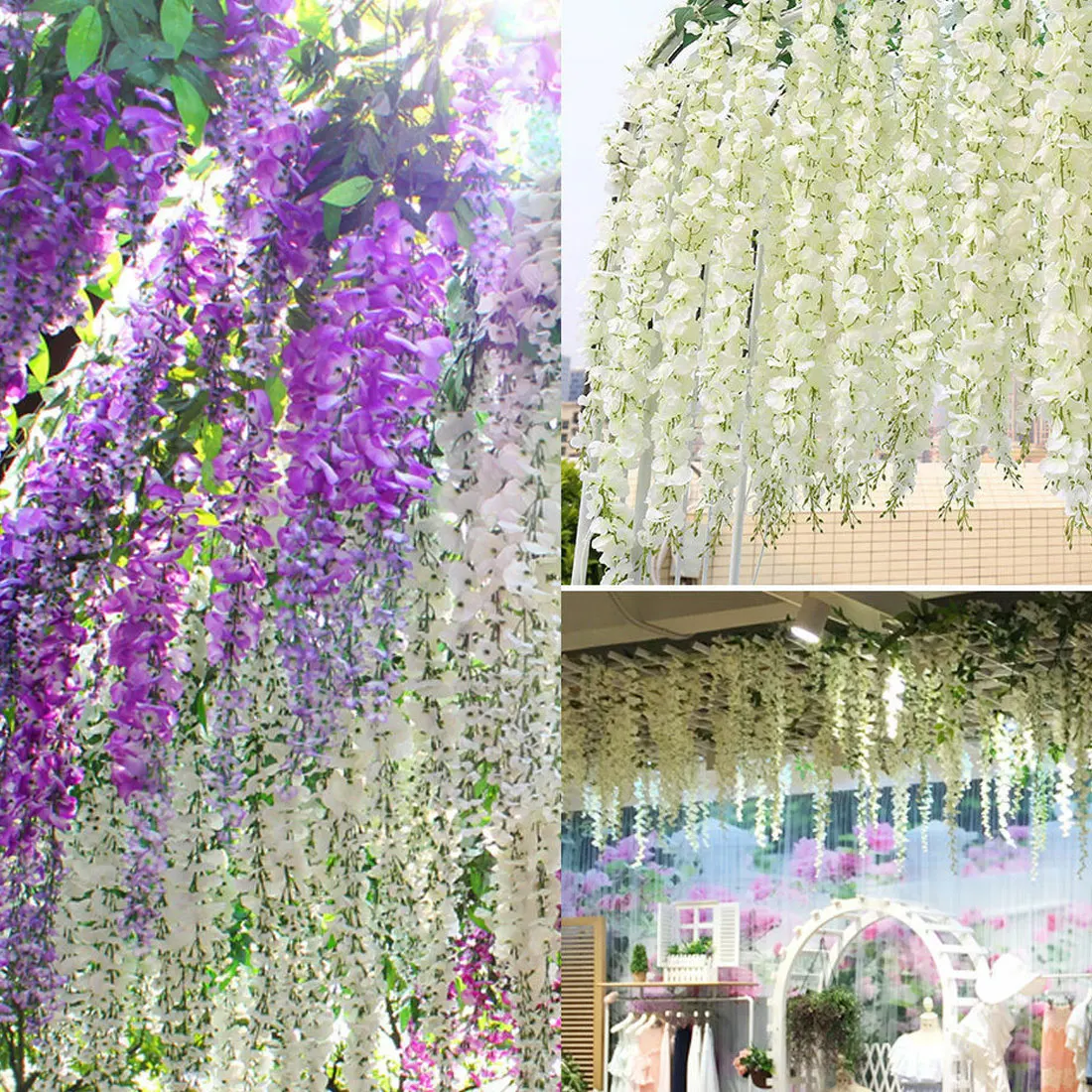 Искусственные цветы для дома и сада товары 110 см Висячие растения шелк Глициния