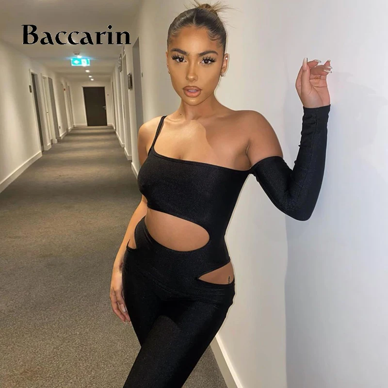 

Женский комбинезон на одно плечо с открытыми плечами, элегантный облегающий сексуальный уличная одежда 2020, летняя одежда, наряд для клуба