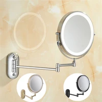 8 inch bedroom bathroom wall mounted makeup mirror 1x10x magnifying double mirror touch button adjustable led light wall mirror