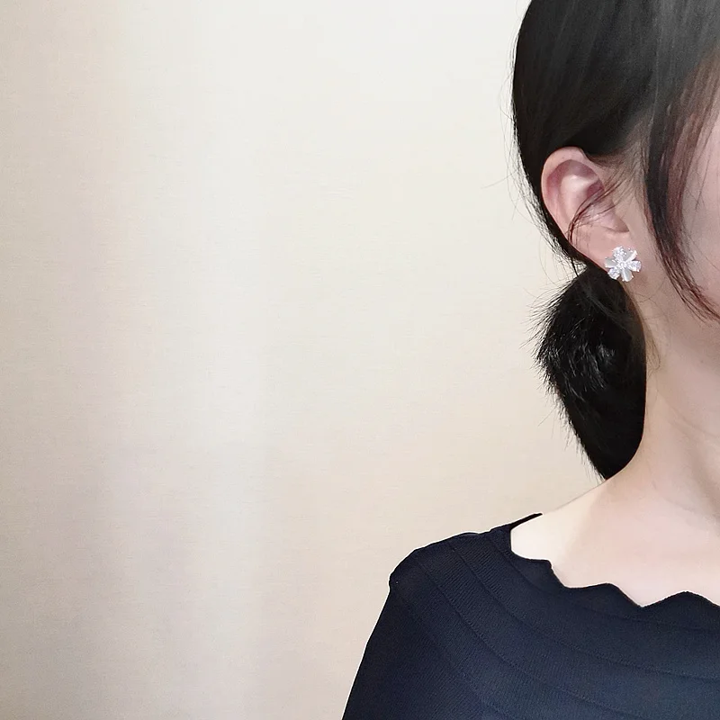 2020 New Elegant Cubic Zircon Crystal Stud Earrings for Women Girls Sweet Opal Flower Earring Korean Fashion Party Jewelry | Украшения и