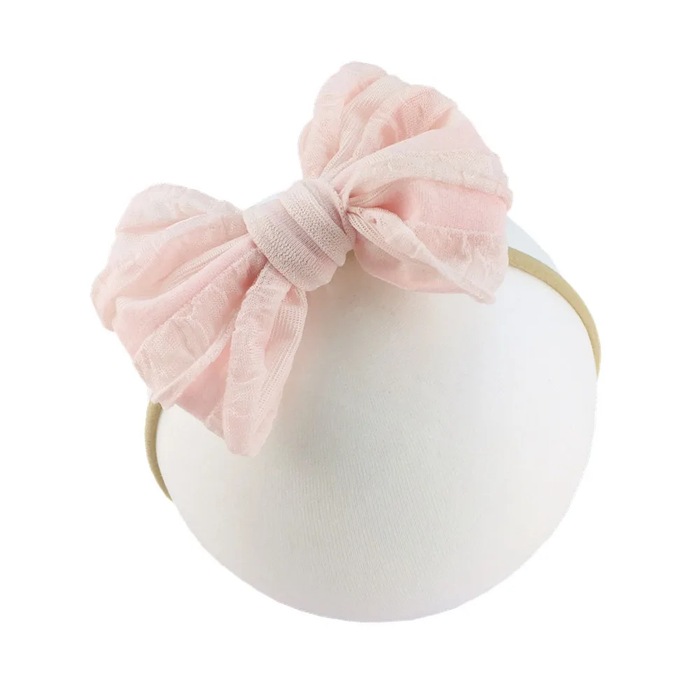 

Cute Lace Hair Bows Elastic Soft Nylon Headband for Girls Bowknot Infant Cute Hair Clip Kids Hair Bands Baby Hair Accessories