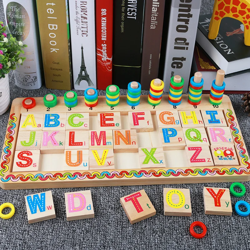 

Alphabet or Math Operation Logarithmic Board Children's Montessori Early Learning Educational Wooden Toys Baby Jigsaw 3D Puzzles