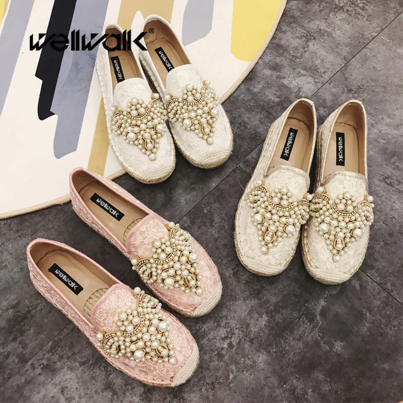 Лоферы Wellwalk женские Мокасины эспадрильи со стразами весна-осень 2018 | Обувь