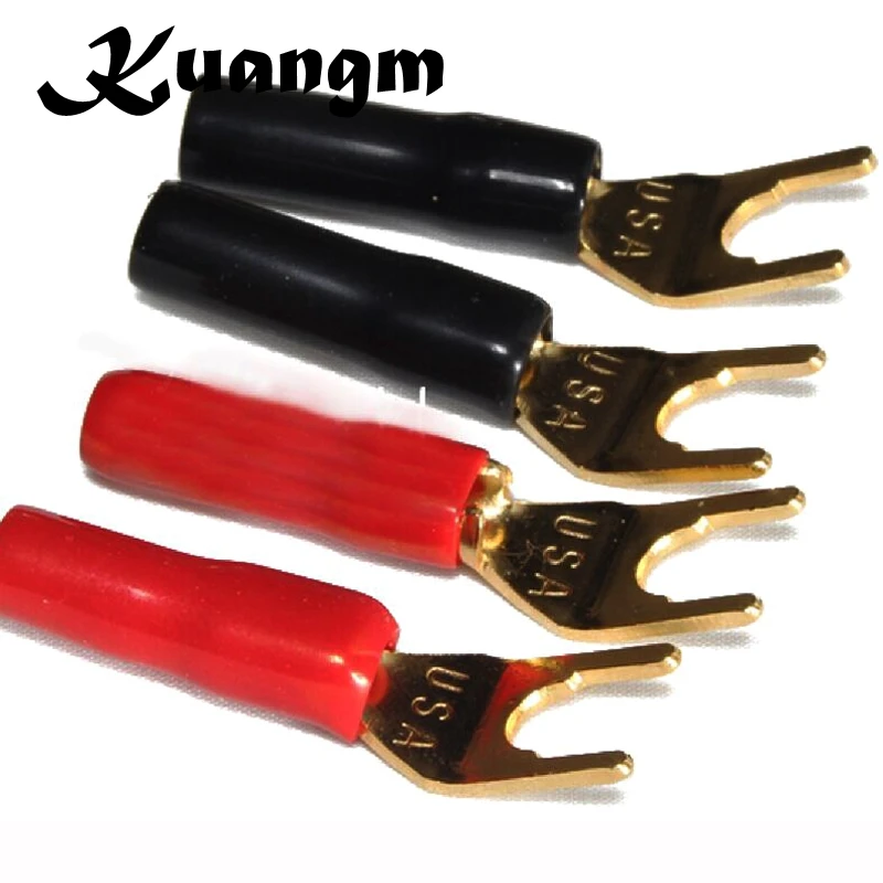 Kuangm 8 шт Высокое качество Позолоченные Y Лопата Разъем Динамик кабель лопата