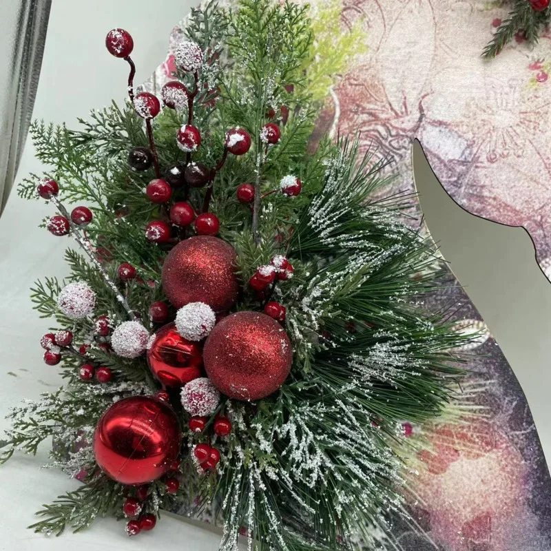 Guirnalda de Navidad con cabeza de caballo para puerta Delantera, colgante de cabeza de Animal para jard&iacute;n al aire libre, adornos colgantes de pared para el hogar, novedad-1