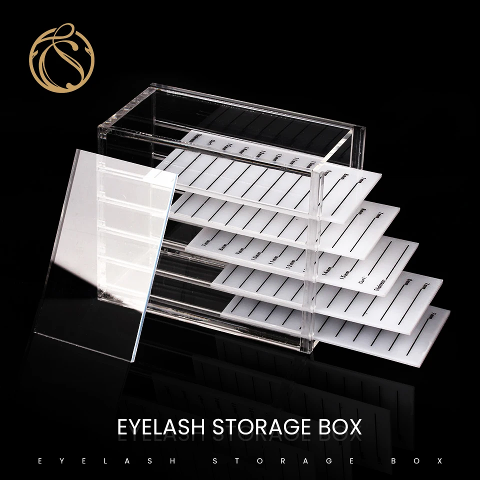 5 Layers Eyelash Storage Box Transparent  Acrylic Pallet Lash Holder Individual Grafting Eyelashes Extension Tools Display Stand