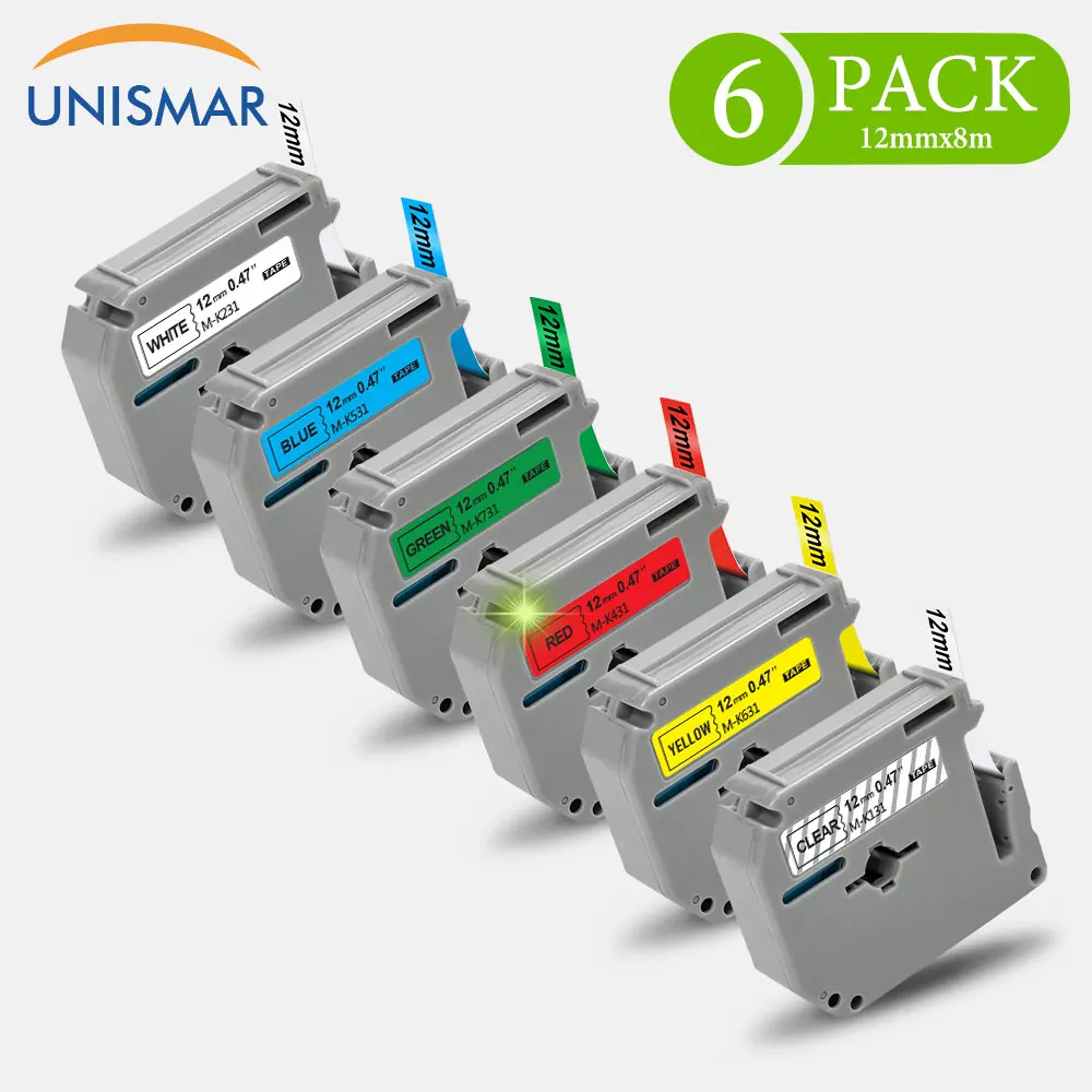 

Unismar MK131 MK 231 Black on White 6PCS Printer Ribbon For Brother P-touch Label Maker PT-70HOT PT-70SP PT-70SR PT-70DIY Print