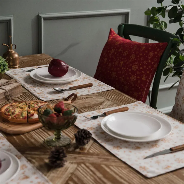 Рождественские золотистые колокольчики, белый стол, бегунок Decoracao Mesa Jantar, хлопок, лен, Chemin De table Tafelloper, вечерние