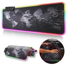 RGB Large Gaming Mouse Pad World Map Mousepad Colorful Computer Pad Desk Mat Keyboard Pad for Laptop Notebook