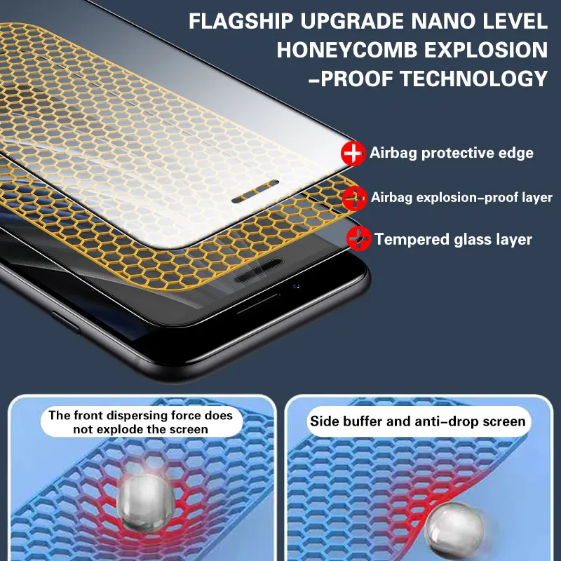 

Full Cover Curved Protective Glass on For iPhone 8 SE 6s 7 Plus 11 Pro Max Screen Protector Tempered glass on iPhone X Xr Xs Max