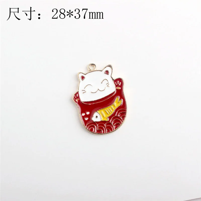 

10pcs DIY Japanese Jewelry Accessories K Gold Oil Drop Alloy Pendant Bracelet Oil Drop Fortune Cat Carp Flag
