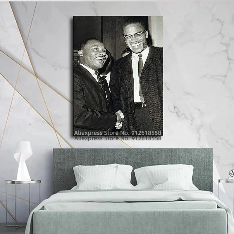 Постер Martin Luther King Jr и Малкольм на холсте настенное искусство современное