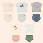 Детские летние комплекты одежды, супермилые футболки и шаровары для мальчиков и девочек, летние хлопковые костюмы