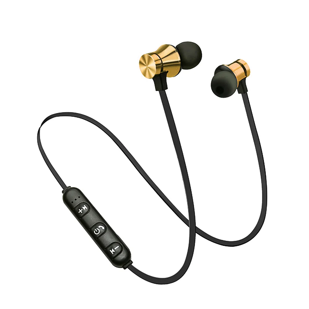 gold XT11 магнитные Bluetooth 4,2 наушники спортивные для бега беспроводные шейные наушники с микрофоном стерео музыка для всех смартфонов - Цвет: gold