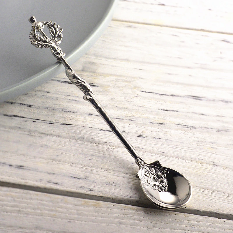 Кофейная ложка Edwardian Era с листьями расторопши Реплика десертное украшение стола