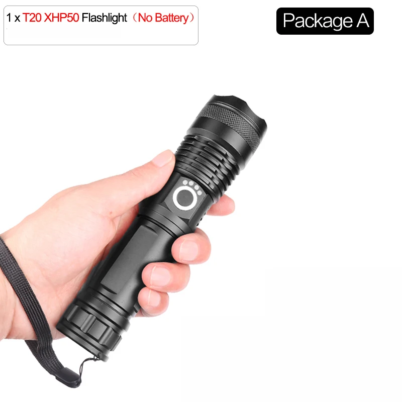 Package A Самая мощная лампа XHP70.2 самый мощный фонарик USB Zoom СВЕТОДИОДНЫЙ Фонарь XHP70 XHP50 18650 или 26650 батарея Лучший Отдых на природе - Испускаемый цвет: Package A