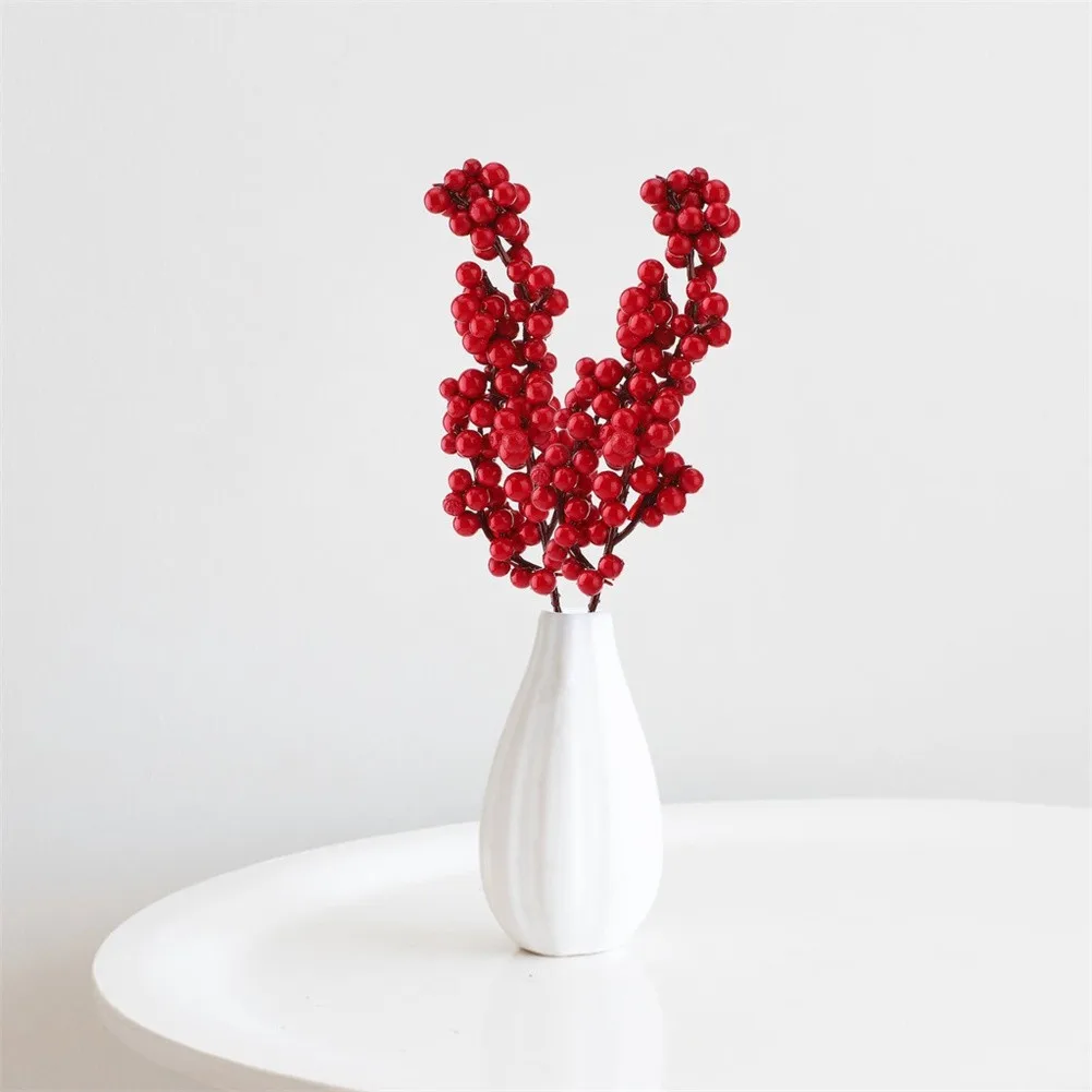 

10 PC Artificial Red Berries 22cm Bouquet DIY Accessories Froth Festival Decor Simulated Red Berry Artificial Flower Decorations