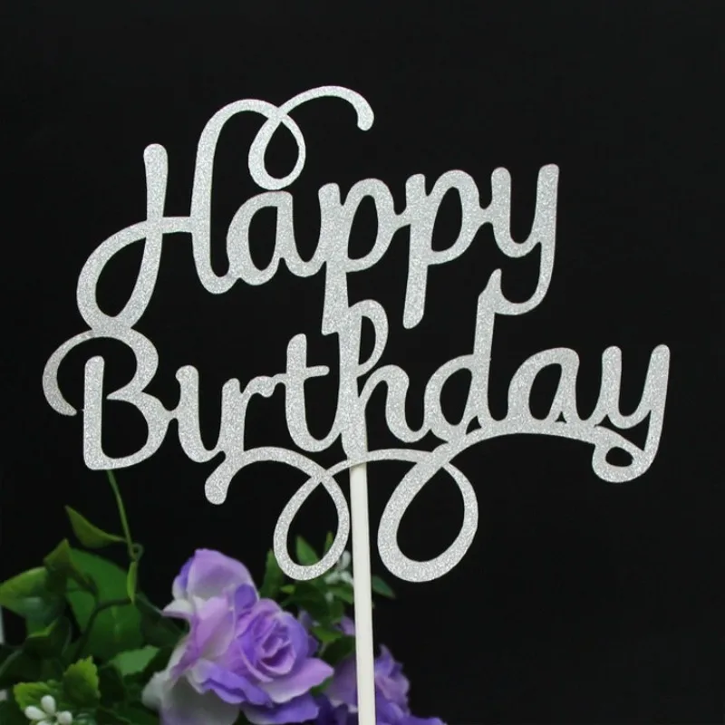 10 шт. украшения торта блестящие золотые и серебряные фотообои для Borthday топперы