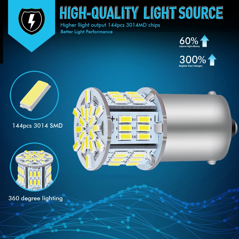 

2X high quality 1156 P21W BA15S Canbus No Error LED Bulb Reverse Brake Light Lamp For Volkswagen VW MK6 12V DC 6000K White