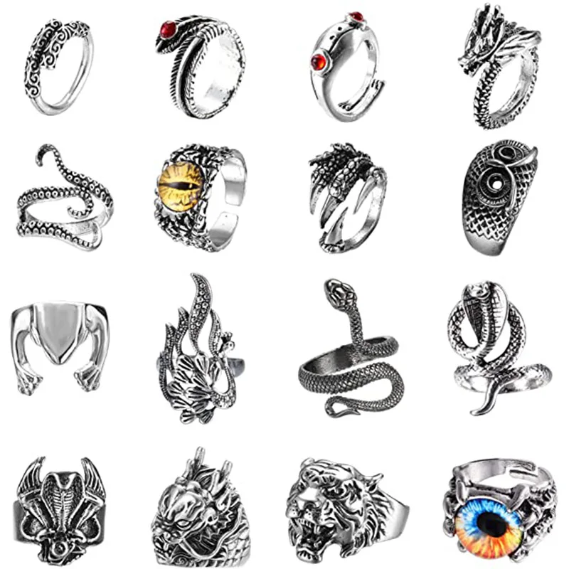 

Retro Set 16-Piece Peacock Ring Animal Ring Phoenix Ring Hook Jewelry Accessories for Women Jewelry Brand Luxury Wedding