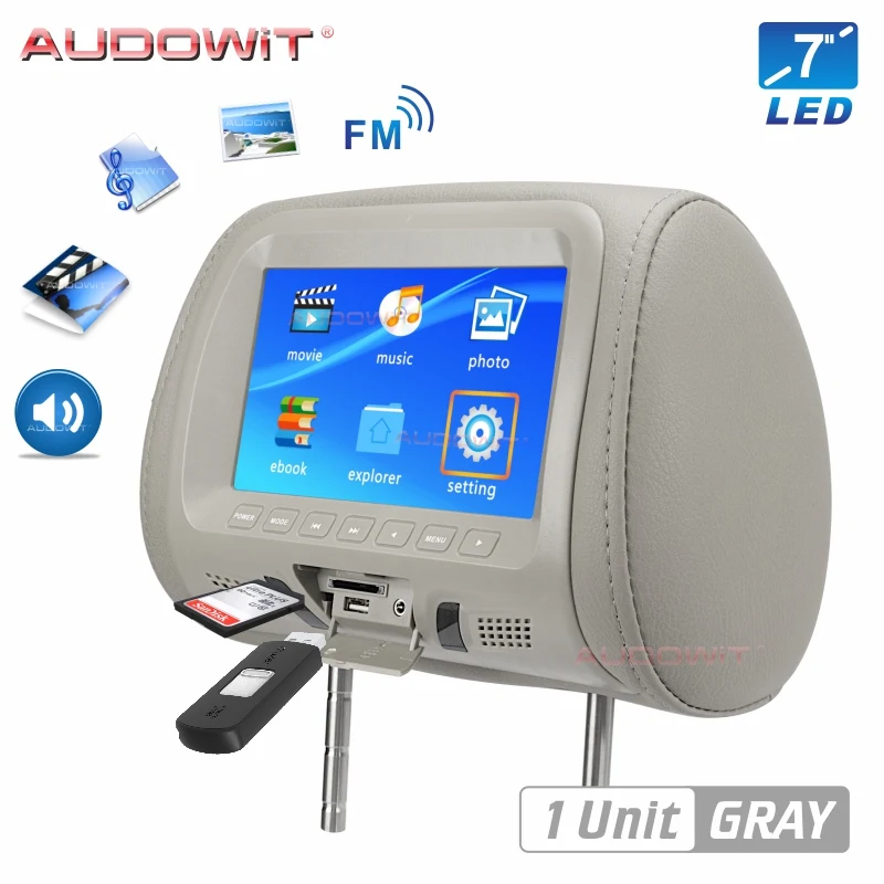 Новый черный 7 дюймов подголовник автомобиля MP4 монитор мультимедийный плеер