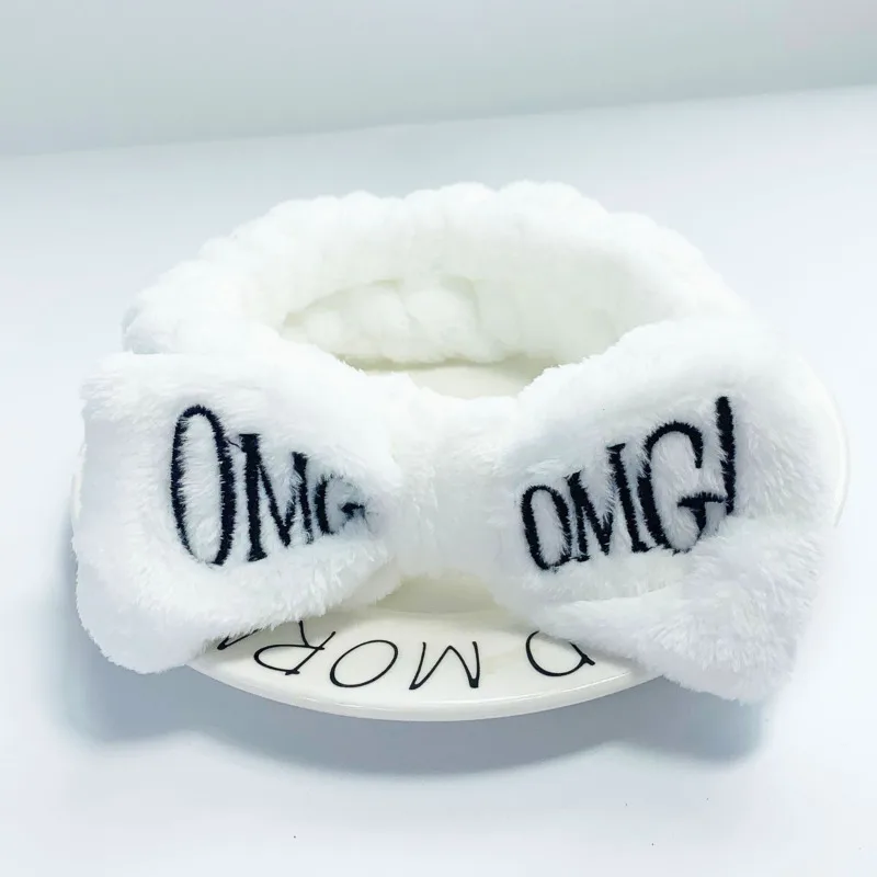 

New Letter OMG Coral Fleece Soft Bow Headbands Wash Face Headband Women Girls Holder Turban Hairbands Hair Accessories WH01021
