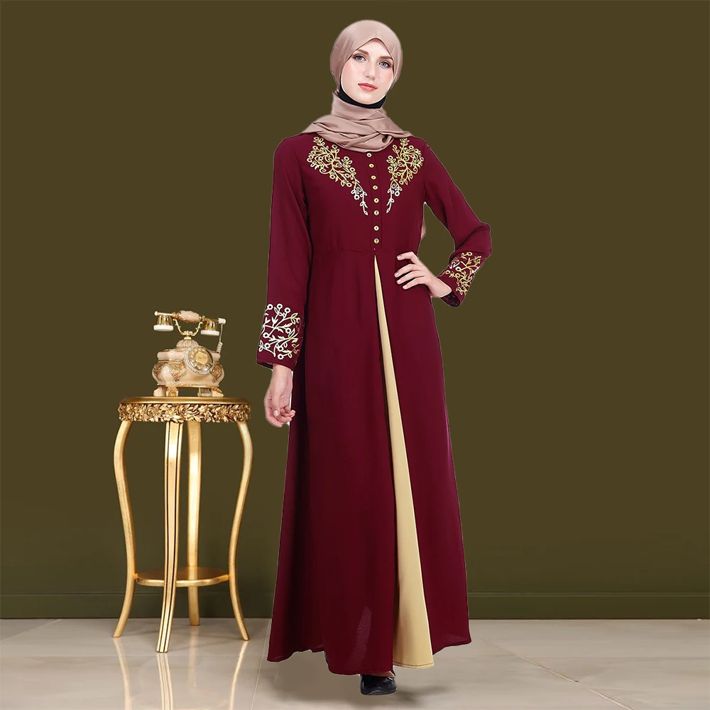 Женское длинное мусульманское платье, красное Открытое платье-абайя, скромное платье, Турецкая одежда, lehenda