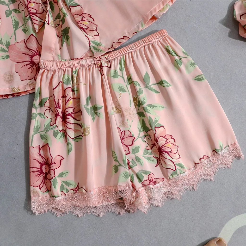 

Ladies sexy silk nightgown four-piece suit wireless frameless nightgown lace high quality sexy nightgown suit F04*