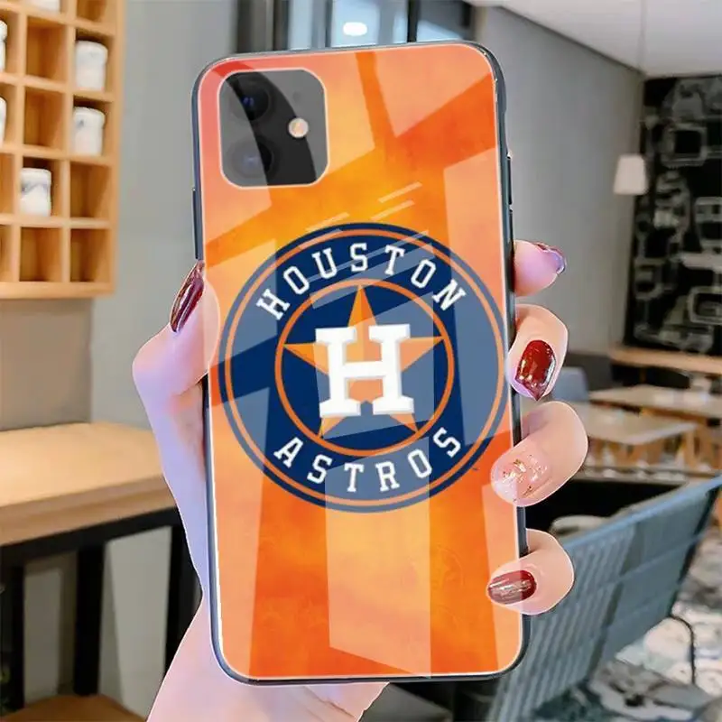 

H-Houston Astros Phone Case Tempered Glass For Iphone6plus 6S 7 7plus 8 X XS XSmax XR 11 12 Pro Max 12mini