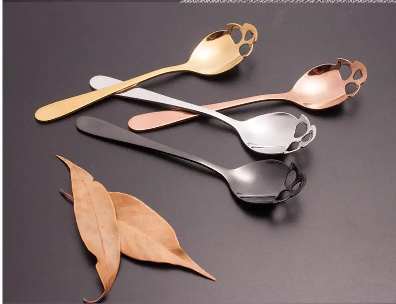 300 шт. модные кофейные сахарные ложки в форме черепа из нержавеющей стали