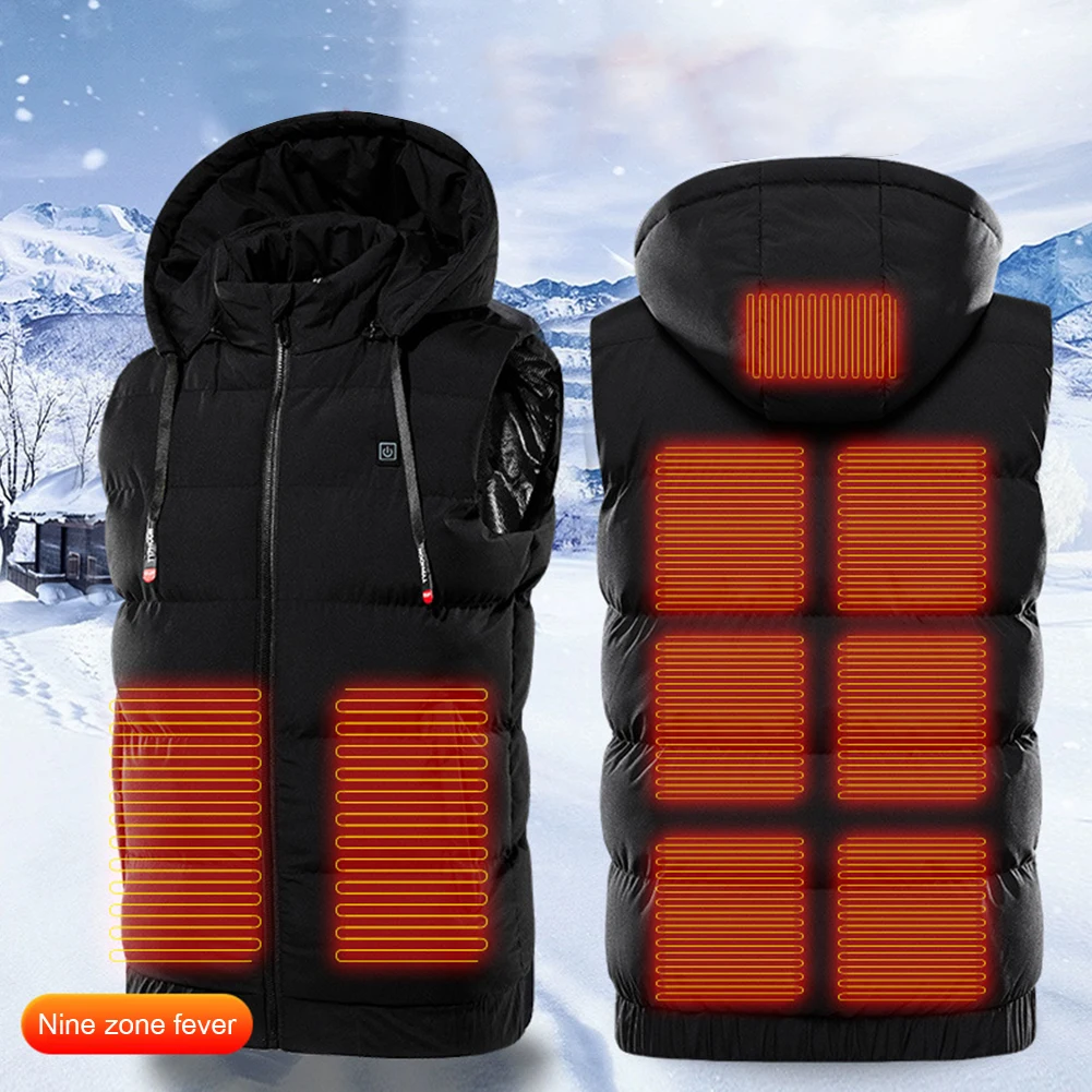 

9 Areas Heated Jacket USB Heating Jacket Men's Women's Winter Electric Heating Jackets Outdoor Sports Warm Clothing Coat Vests